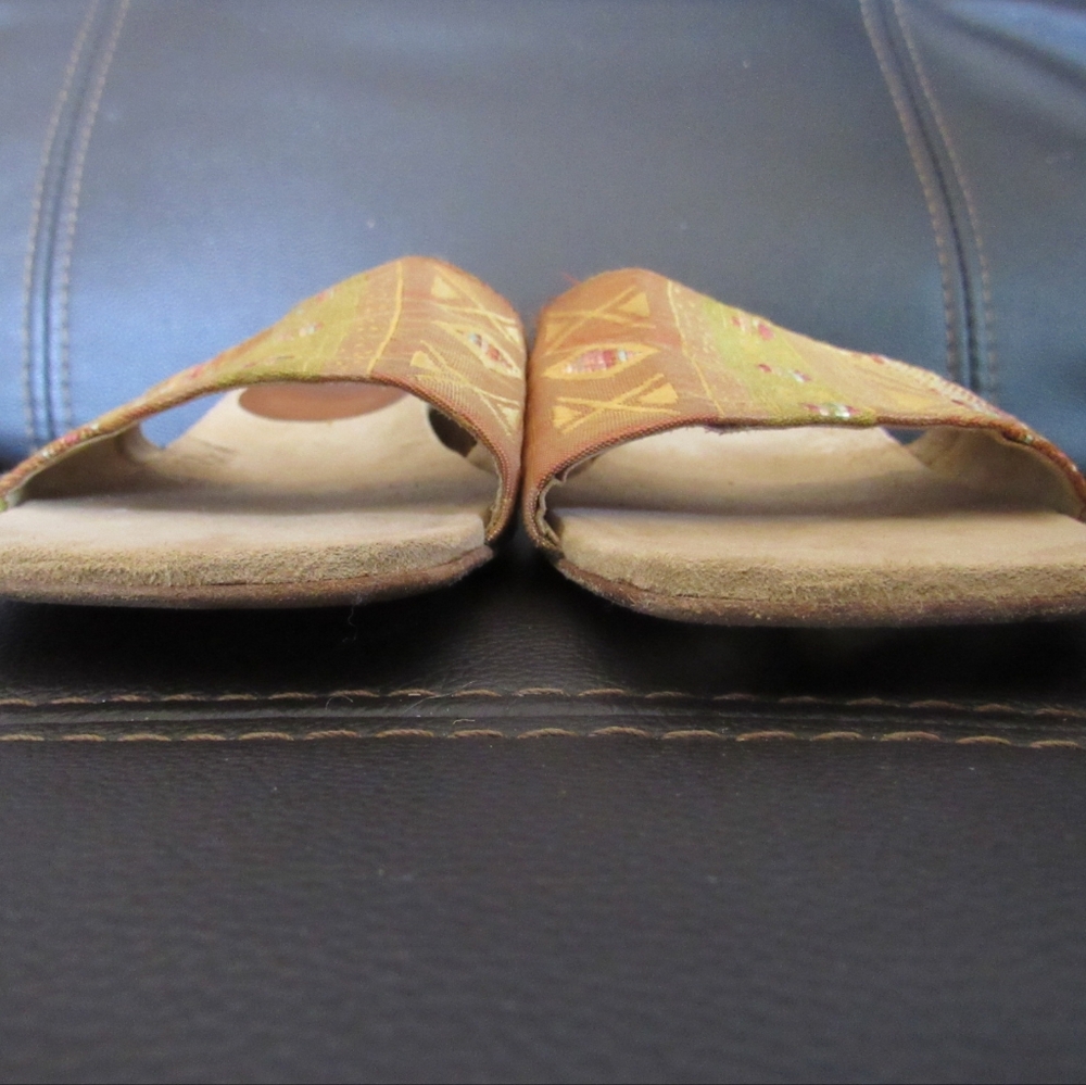 Y2k Stuart Weitzman Open Toe Fabric Mules Size 8 … - image 2